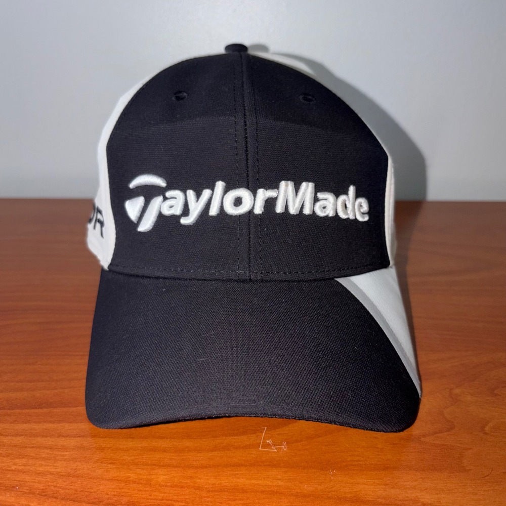 TaylorMade SLDR Tour Preferred Golf Hat Black White Adjustable Nylon Cap